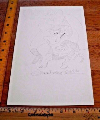 Jeff Pidgeon Signed Sketch 1988 Cow Mighty Mouse Art 7x10 Toy Story