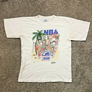 Vintage Nba All Star Game T Shirt 1990 Miami Xl Caricature Vtg Salem X Large