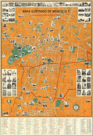Illustrated Map Of Mexico City - 1969 - Map Poster