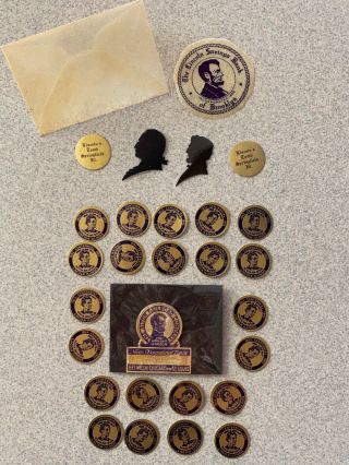 Vintage Stickers Of Abraham Lincoln Plus Silhouettes Of Lincoln And Washington
