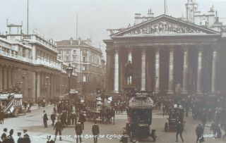 London - Royal Exchange & Bank Of England Vintage Postcard