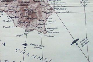vintage SICILY Italy WW2 MAP wwii army publication air map 24x17 