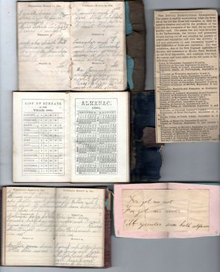 3 Handwritten Diaries Blanch Bright Britton Stoughton Massachusetts 1861 1873 - 74