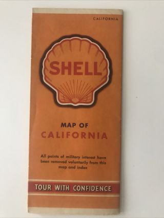 Vintage Road Map 1942 Shell Map State Of California Tour With Confidence War Era