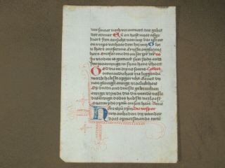 Medieval Manuscript Book Of Hours Leaf,  Dutch,  C.  1500