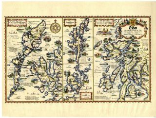 1932 Map Pictorial Hebrides Skye Arran Orkney Shetland Scottish Isles Scotland