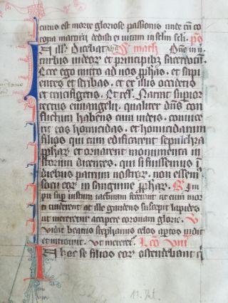 Manuscript Leaf Vellum Breviary (2) - 13th Century