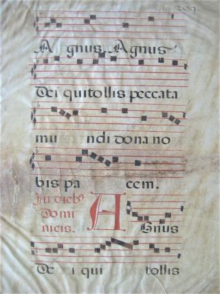 Rare 16th Century Illuminated Gregorian Antiphonal Music Manuscript On Vellum