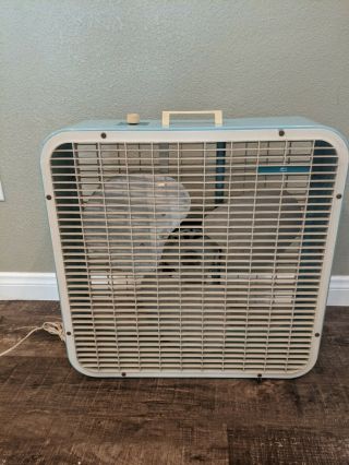 Vintage Kmart Box Fan Blue 22” Whisper Quiet,  Metal Blades Made By Lakewood Usa