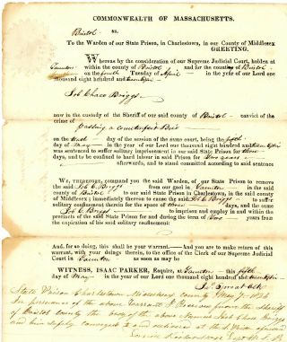 1826 Early American Doc Warrant - - Job Chace Briggs For Passing A Counterfeit Bill