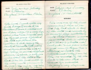 1923 - 24 Handwritten Travel Diary Canada Oregon Washington State South America