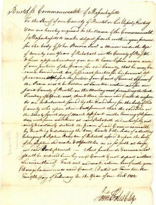 1802 Early Am - Doc John A Minor Did Assault Force & Arms A Riot & Disturb Peace