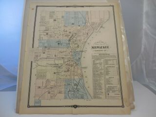 Vintage 1878 Milwaukee,  Wisconsin Map