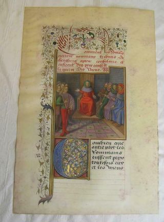 Medieval Illuminated Incunabulum Manuscript On Vellum - - Rare -
