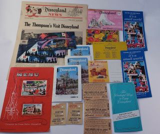 Vintage 1955 - 67 Disneyland Menu Tickets Maps Date Books Monsanto Bank Of America