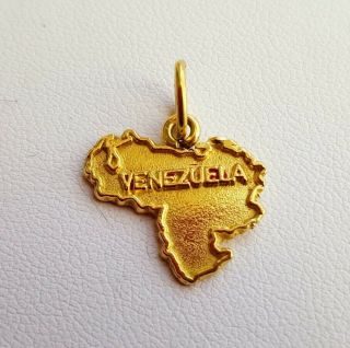 Venezuela 18k Yellow Gold " Map " Charm Or Pendant Vintage
