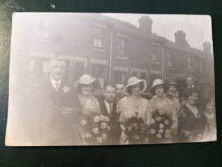 1930s? Black And White Wedding Photo,  Flowers,  Houses,  Fashion,  Postcard