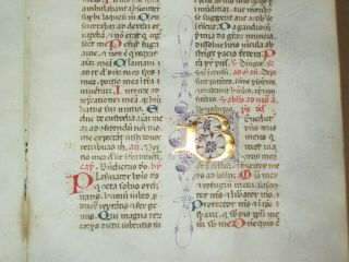Rare Illuminated Medieval Vellum Manuscript Breviary Double - Leaf W/ Gold,  Italy