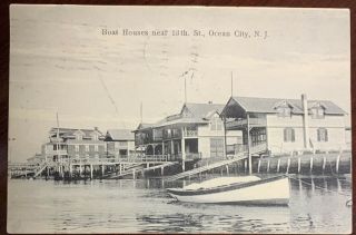 Vintage Boat Houses Near 13th St Ocean City Nj Postcard
