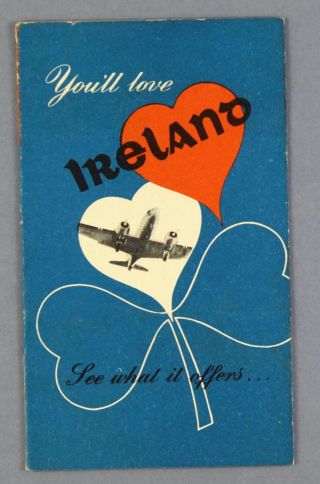 Aer Lingus Ireland Vintage Airline Brochure Route Map