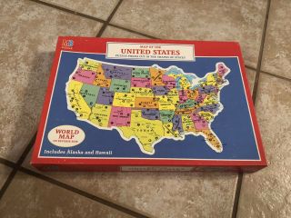 Vintage Puzzle Map Of The United States 1988 Milton Bradley America