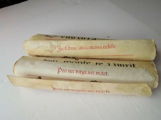 Antique Antiphonal Music Manuscript On Vellum Double Sided 3 Pages
