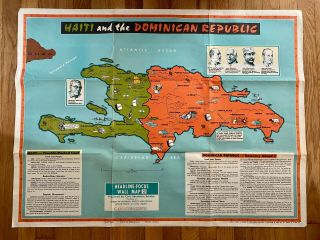 Vintage Map Of Haiti And The Dominican Republic,  Civic Education Service,  1965