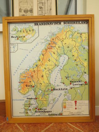 Vintage Editions Rossignol School Map Of Scandinavia & The Balkans Double Side
