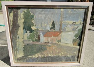 Fine Vintage Early California Landscape Cityscape Oil Painting 1953 Signed