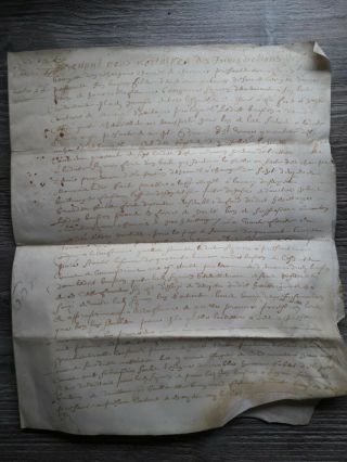 Rare 17th Century French Document On Vellum Dated 1651.