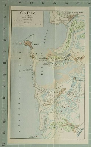 Map/battle Plan Cadiz 1810 Fort Santa Catalina San Jose French Camp Chiclana