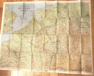 Vintage 1939 War Map Of The Western Front,  Edinburgh Geographical Institute