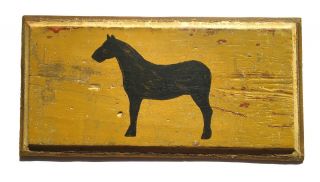 Old Wood Pine Panel Folk Art W/ Horse Paint