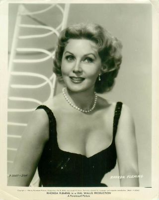 American Actress Rhonda Fleming Vintage 8 X 10.  25 B&w 1956 Photo Black Dress