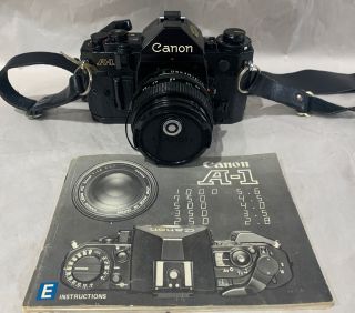 Vintage 1980 Canon A - 1 Camera With Fd 50mm F/1.  4 Lens - Good