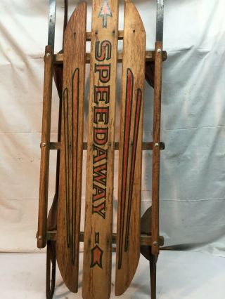 Vintage1940s speedway wooden sled 62in with steel runners Christmas Decoration 2