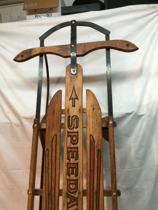 Vintage1940s speedway wooden sled 62in with steel runners Christmas Decoration 3