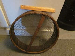 Primitive Antique Rustic Wood And Screen Grain Sifter Old Nailed Large