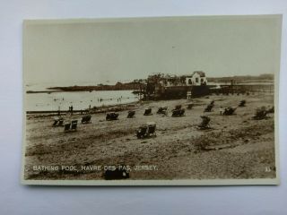 Havre Des Pas,  Jersey Ci Vintage B&w Postcard C1930s Bathing Pool