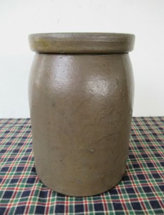 Antique Crock Stoneware Gray Salt Glaze Half Gallon,  Vintage Primitive,  Exc Cond