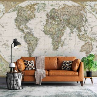 3D Vintage World Map Self - adhesive Removable Wallpaper Murals Wall 320 2