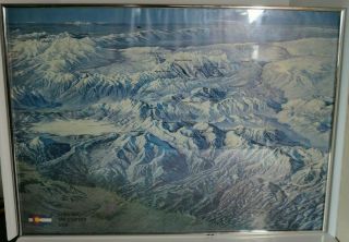 Hal Shelton Colorado Ski Country Topical Map 29 " X 21 " In Metal Frame - 1973