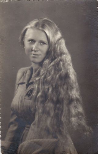 1950s Pretty Young Woman Girl Very Long Loose Hair Beauty Fashion Russian Photo