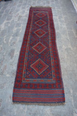 F2422 Handmade Tribal Vintage Mishwani Shirazi Long Rug Kilim Runner 2 