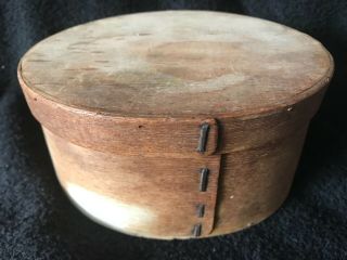 Antique Oval Pantry Box,  Natural Wood,  6 - 1/2 X 3 - 1/4 " W/staples
