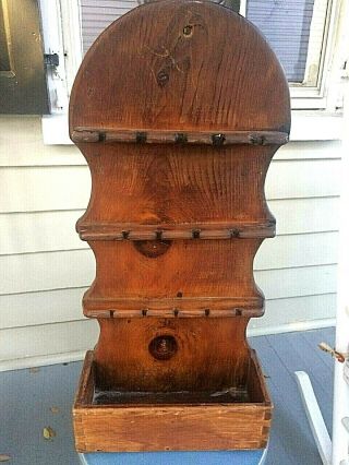 18th - 19th C Massive Spoon Rack And Candle Box Dovetailed Golden Patina Pa Origin