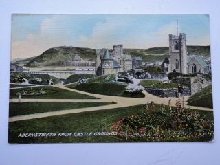 Vintage Colour Pc Aberystwyth From Castle Grounds.  Cardiganshire.  Posted 1912.