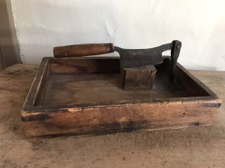 Best Early Antique Wooden Herb Iron Chopper Chopping Box Patina Handmade Aafa
