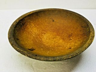 Old Primitive Antique Turned Wood Bowl Dough Serving 11 " Out Of Round,  Americana