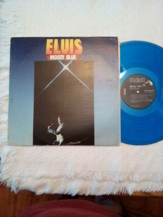 Elvis Presley Lp Moody Blue On Rca Label Afl1 - 2428 Blue Vinyl Near